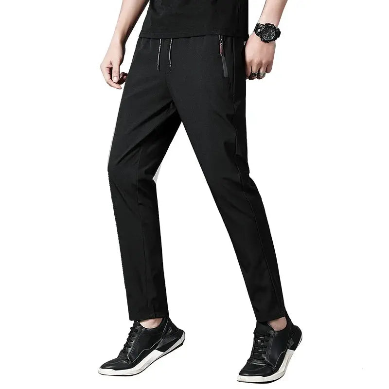 Summer men's casual pants slim fit thin Korean version ice silk pants Jinlun sports pants straight tube quick drying pants - SPINGHAR