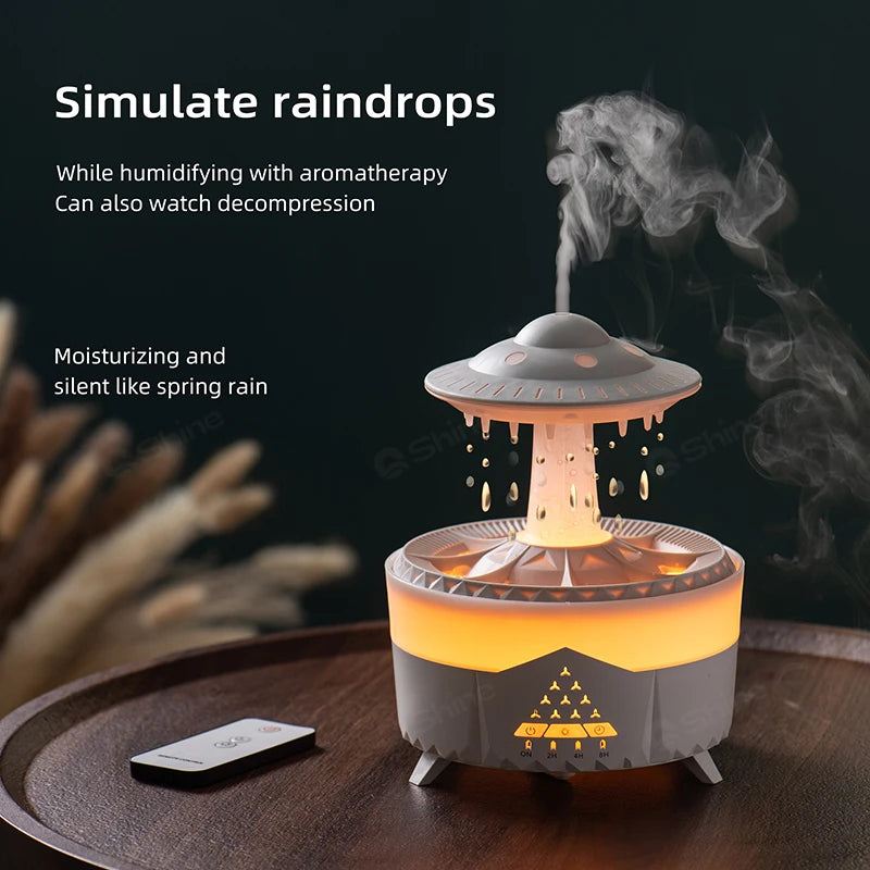 2023 Rain Cloud Humidifier Water Drip with Remote Raindrop Humidifier Rain Cloud Diffuser Mushroon Air Humidifier with Rain Lamp SPINGHAR