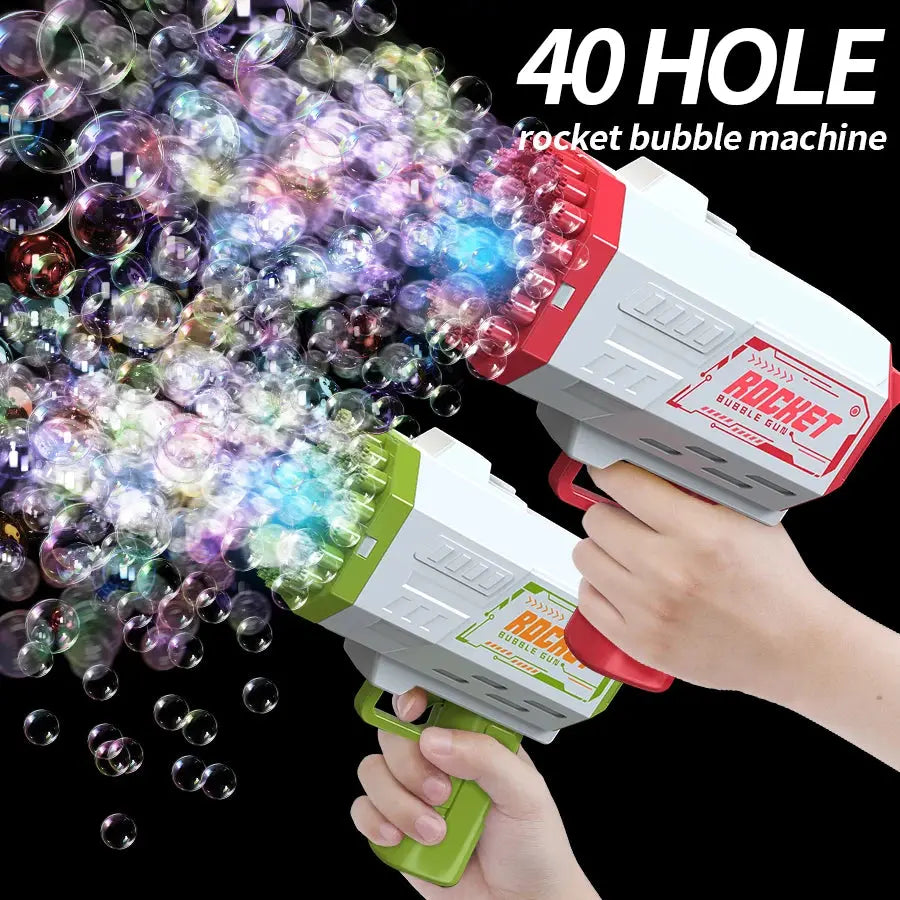 40 hole handheld light bubble gun electric children's bubble outdoor bubble machine toy without battery and bubble water - SPINGHAR