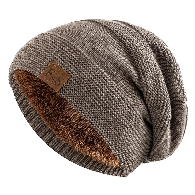 Unisex Slouchy Winter Hats: Fur-Lined Knitted Beanie Caps for Men and Women SPINGHAR