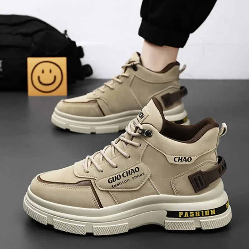 Men‘s Casual Sneakers High Quality Comfortable High Top Ankle Boots Chelsea Fashion Cowboy Work Shoes Trend Versatiled Hombres SPINGHAR