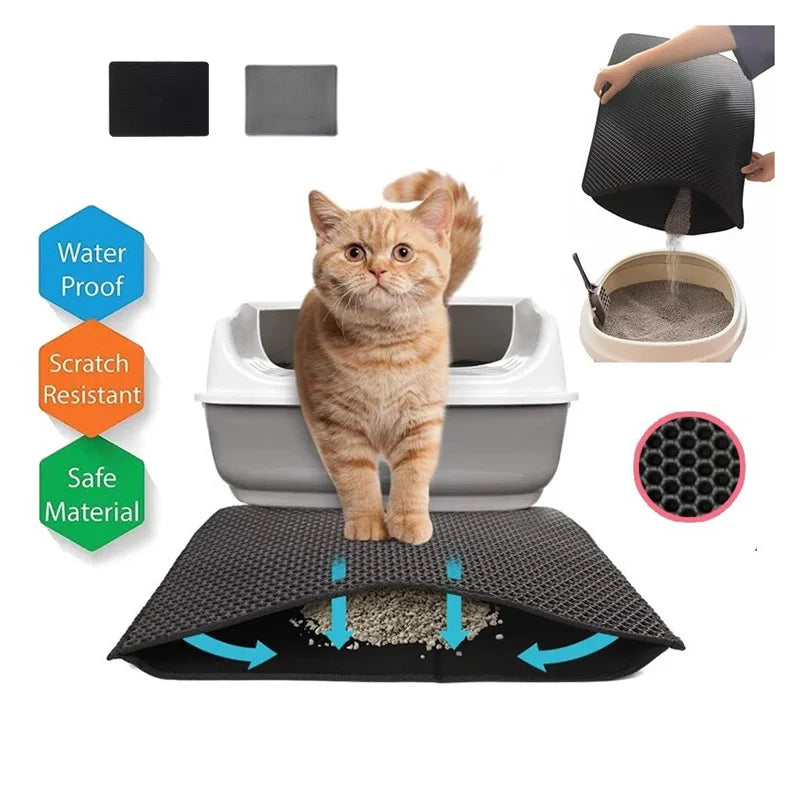 Cat Waterproof Litter Mat - Double Layer, Washable, Non-Slip Pet Supply SPINGHAR