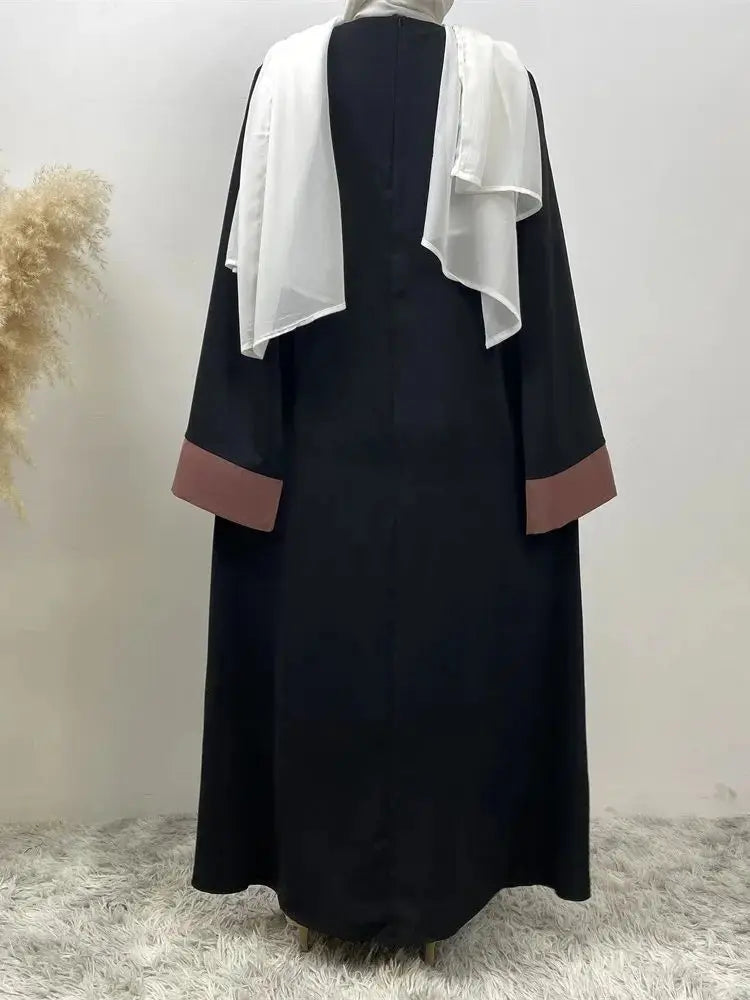 Luxury Ramadan Eid Abaya - Spliced Fake Two-Piece Kaftan for Women - SPINGHAR