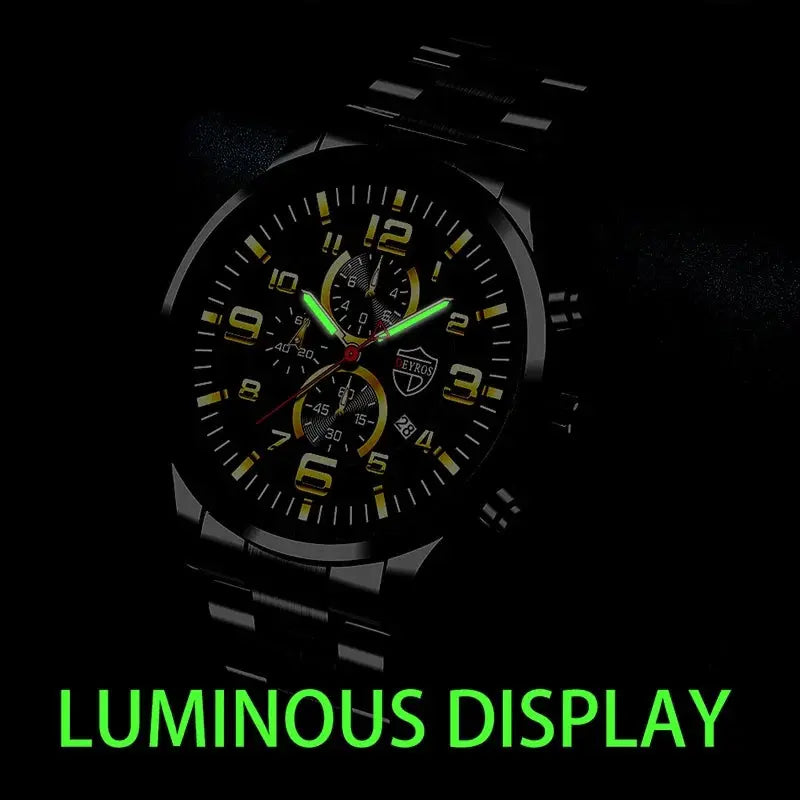 Brand Men's Watches Luxury Stainless Steel Quartz Watch Man Leather Calendar Sports Wristwatch Luminous Clock reloj hombre - SPINGHAR