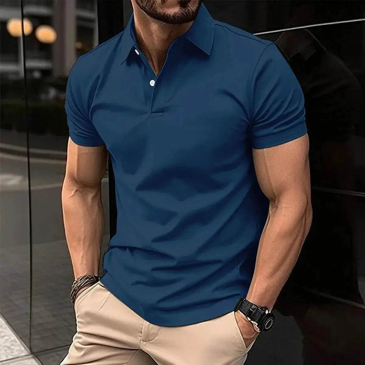 Best-Selling Men's Summer Solid Color Polo Shirt - Slim Fit Business Casual - SPINGHAR