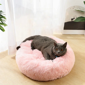 2024 New Winter Round Plush Pet Bed Non-detachable Dog Bed Warm Cat Bed Pet Supplies Dog Bed Pet Mat SPINGHAR