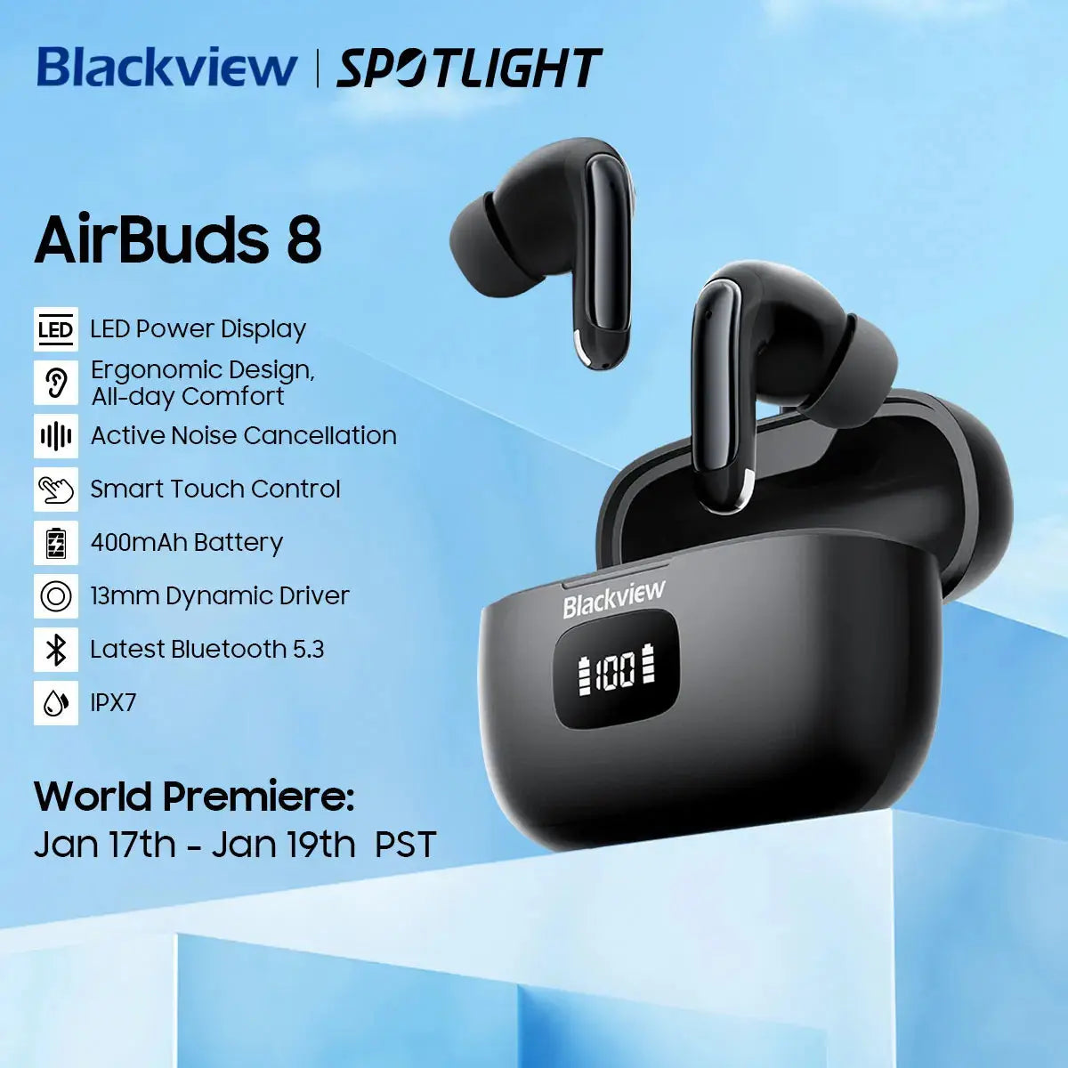 Blackview AirBuds 8 Bluetooth 5.3 Headset TWS Wireless Earphones Touch Control Headphone With Microphone Heasets - SPINGHAR