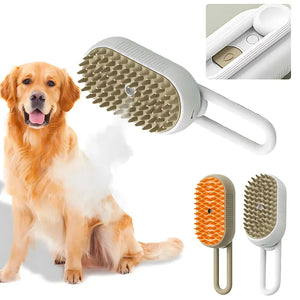 Steamy Dog Brush Electric Spray Cat Hair Brush 3 in1 Dog Steamer Brush for Massage Pet Grooming Removing Tangled and Loose Hair SPINGHAR