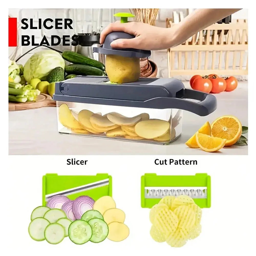 16 in 1 Multifunctional Vegetable Chopper Onion Chopper Handle Food Grate Food Chopper Kitchen tools Vegetable Slicer Dicer Cut - SPINGHAR