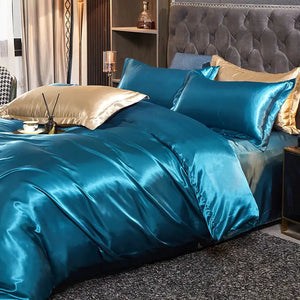 Luxury Rayon Satin Bedding Set - Duvet Cover Set in Single, Double, King Size (2/3/4 Piece Options) SPINGHAR