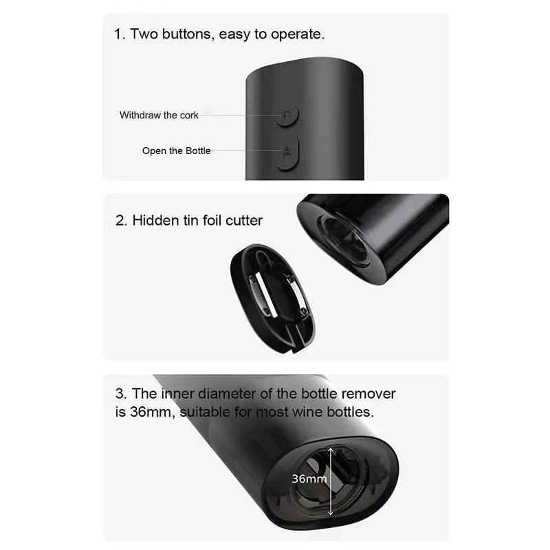 New Xiaomi Mijia Electric Wine Opener Battery Automatic Bottle Cap Opener for Red Wine Beer with Foil Cutter Kitchen Accessories - SPINGHAR