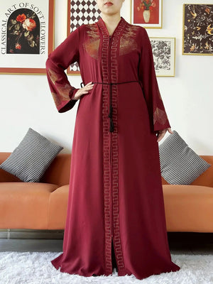 New Chiffon Open Abaya with Zipper - Elegant Islamic Dress - SPINGHAR