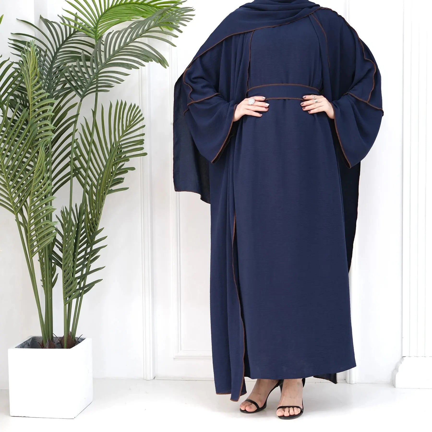 Modest Women's Coords Set - 2-Piece with Hijab, Abaya & Cardigan - Turkey/Dubai 2024 - SPINGHAR