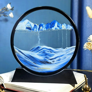 12 Inch 3D Moving Sand Art Picture Round Glass Ocean Sandscape Hourglass Quicksand Craft Flowing Sand Painting Home Decor SPINGHAR