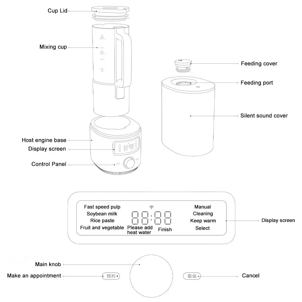 XIAOMI MIJIA Smart High Speed Blender S1 Silent Wall-breaking Cooking Machine Blenders For Kitchen Wall Breaking Mixer Machine - SPINGHAR