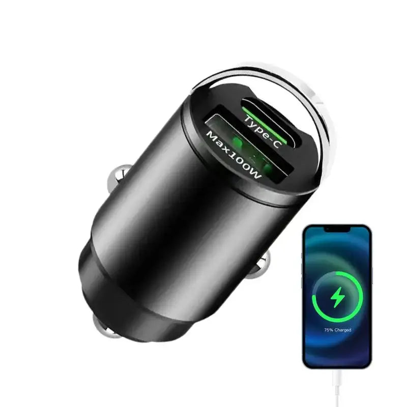 100W USB Car Charger 2 Ports Fast Charging Car Phone Charger For iPhone SamsungXiaomi Quick Charge 3.0 Type C Charger In Car - SPINGHAR