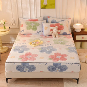 Thickened Milk Velvet Bedspread with Mattress Cover SPINGHAR