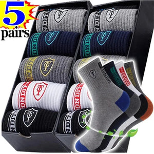 5Pairs Breathable Cotton Sports Stockings Men Bamboo Fiber Autumn and Winter Men Socks Sweat Absorption Deodorant Business Sox SPINGHAR