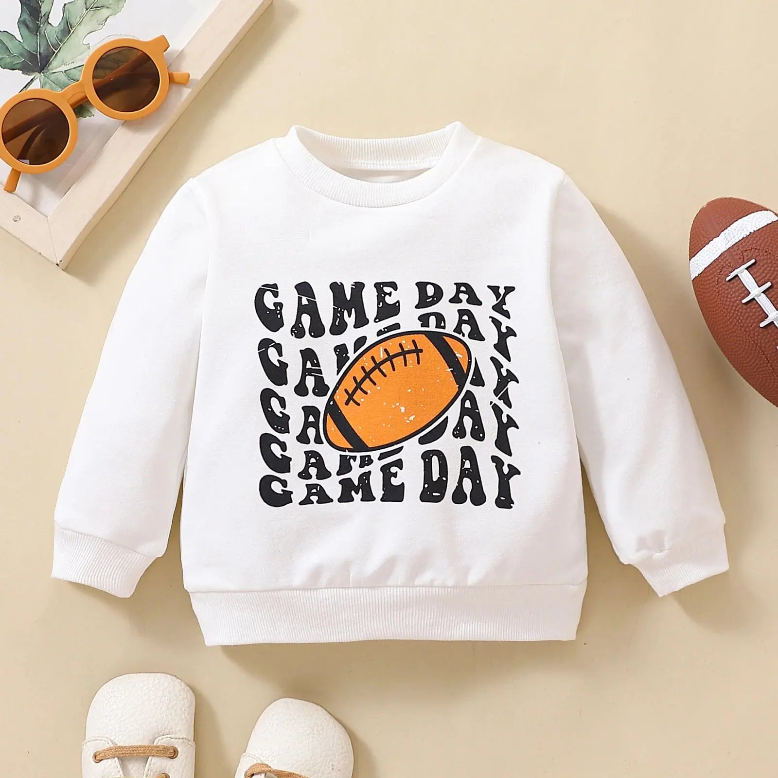 Autumn & Winter Baby Boy Children Clothes Letter ‘Game Day’ Printed Rugby Long Sleeved T-Shirt - SPINGHAR