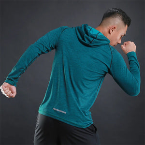 Men Hoodies Summer Running Fitness Casual Hooded Quick Dry Sweatshirts Solid Pullover Shirts with Hood Outdoor Gym Hoodie Man SPINGHAR