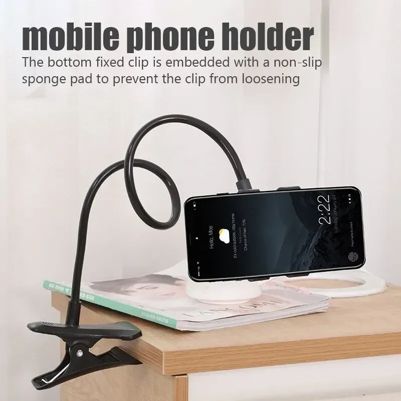 Universal Lazy Bracket Mobile Phone Holder Gooseneck Stand Stents Flexible Bed Desk Table Clip Bracket for Smartphone Holder SPINGHAR