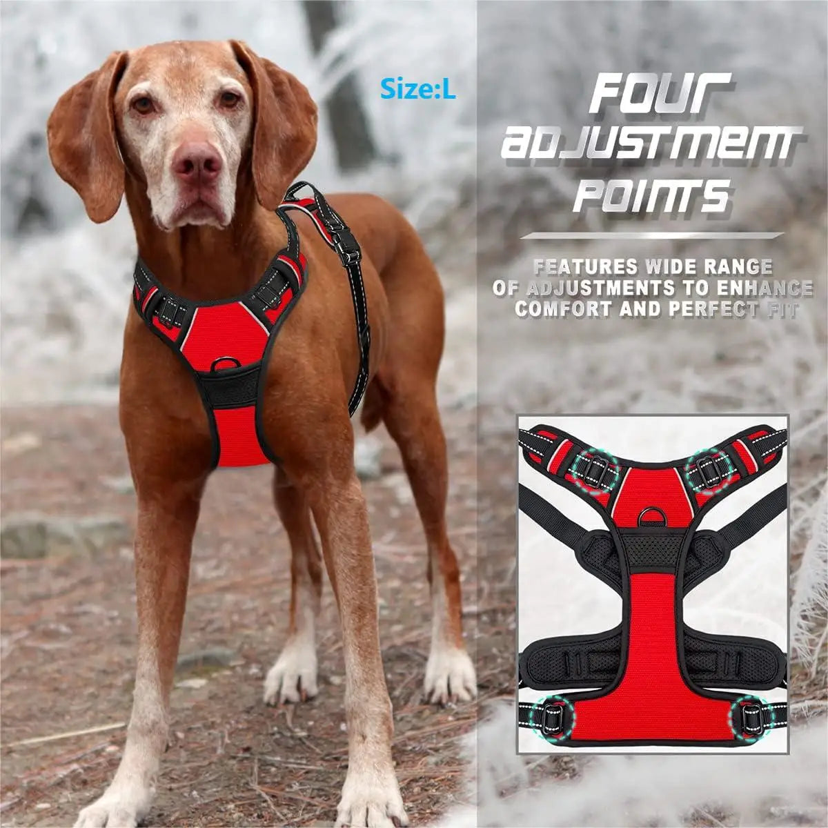 No Pull Dog Harness Front Clip Heavy Duty Reflective Easy Control Handle for Large Dog Walking SPINGHAR