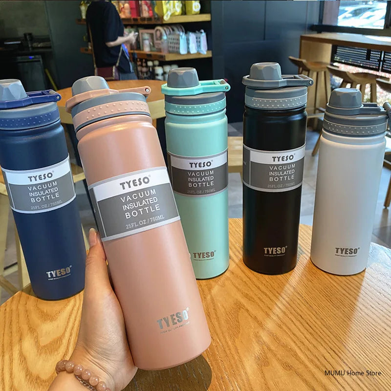 Tyeso 530/750ML Thermos Bottle Stainless Steel Vacuum Flask Travel Cup Insulated Water Bottle Sport Thermal Mug Hot & Cold Mug SPINGHAR