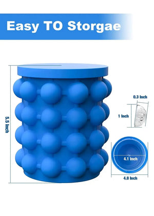 1pc 12.8x10x14cm/5.12x4x5.6inch Silicone Ice Bucket Ice Maker,Blue Space Saving Ice Cube Maker Bucket,Medium Ice Buckets SPINGHAR