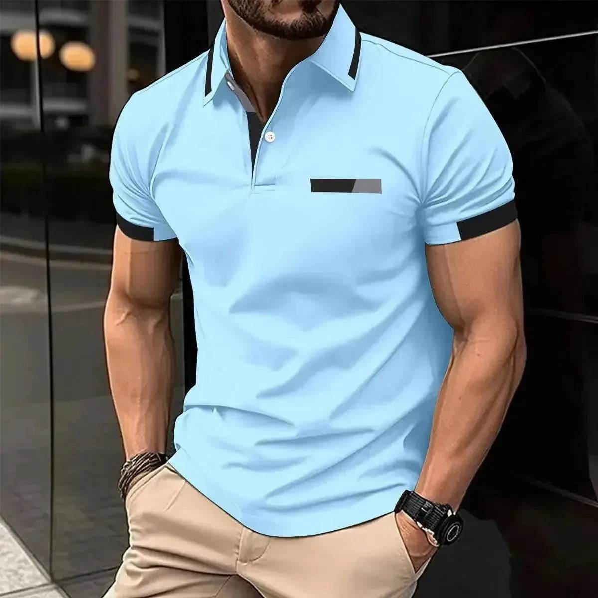 Best-Selling Men's Summer Polo Shirt - Solid Color Short Sleeve Golf Shirt - SPINGHAR