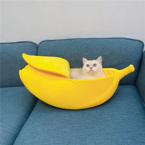 Banana Shaped Pet Bedding Comfortable Cat Nest Mat Winter Cushion Warm Soft Funny Kitten Sleeping Bag Cute Cozy Dog Accessories SPINGHAR